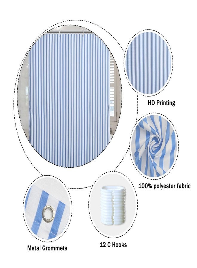 Umpoo Abstract Stripes Fabric Bathroom Shower Curtain - Sky Blue Lines Modern Minimalist Shower Curtain with Hooks - Polyester Waterproof Artistic Decor, 48x72 Inch - Image 5