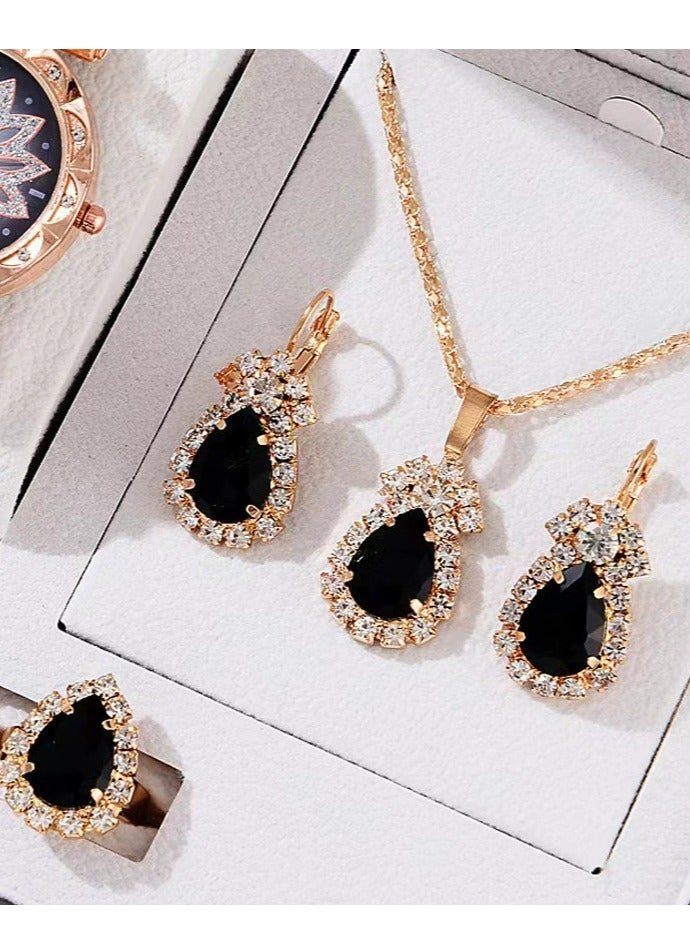 2025 Luxury Women's Watch & Jewelry Gift Set - Elegant Diamond Quartz Wristwatch with Necklace, Earrings & Ring - Stylish Business/Party Accessories for Women - Image 3