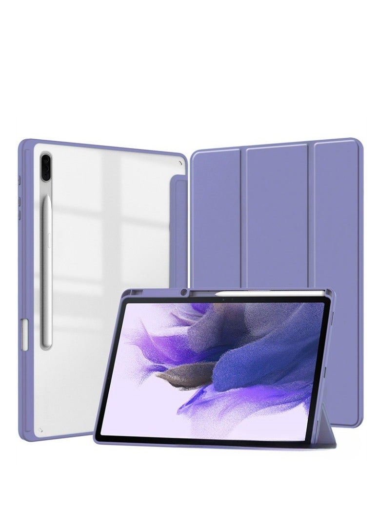 جراب هجين رفيع لجهاز Samsung Galaxy Tab S10 plus/S9 FE plus/S9 plus/S8 Plus 2022/S7 FE 2021/S7 Plus 2020 مقاس 12.4 بوصة مع حامل قلم S، غطاء مقاوم للصدمات مع غطاء خلفي شفاف، خاصية الإيقاظ/النوم التلقائي - Image 1