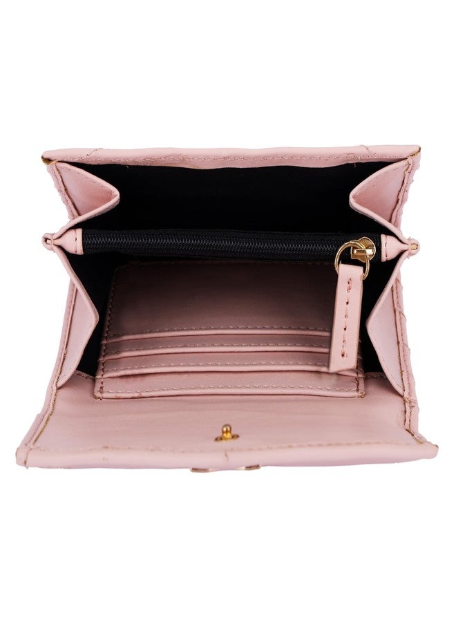 DANIEL KLEIN Women’s Chevron Textured One Fold Wallet - Pastel Pink - Image 5