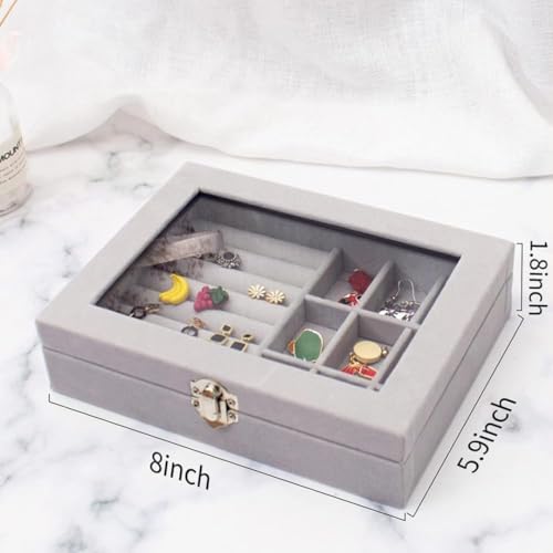Sprqcart Jewelry Organizer Jewelry Box, Storage Case for Earrings, Rings, Necklaces, Pendants | Portable Travel Design with Mirror Multiple Compartments Soft Interior for Women Girls Teenagers (Grey) - Image 2