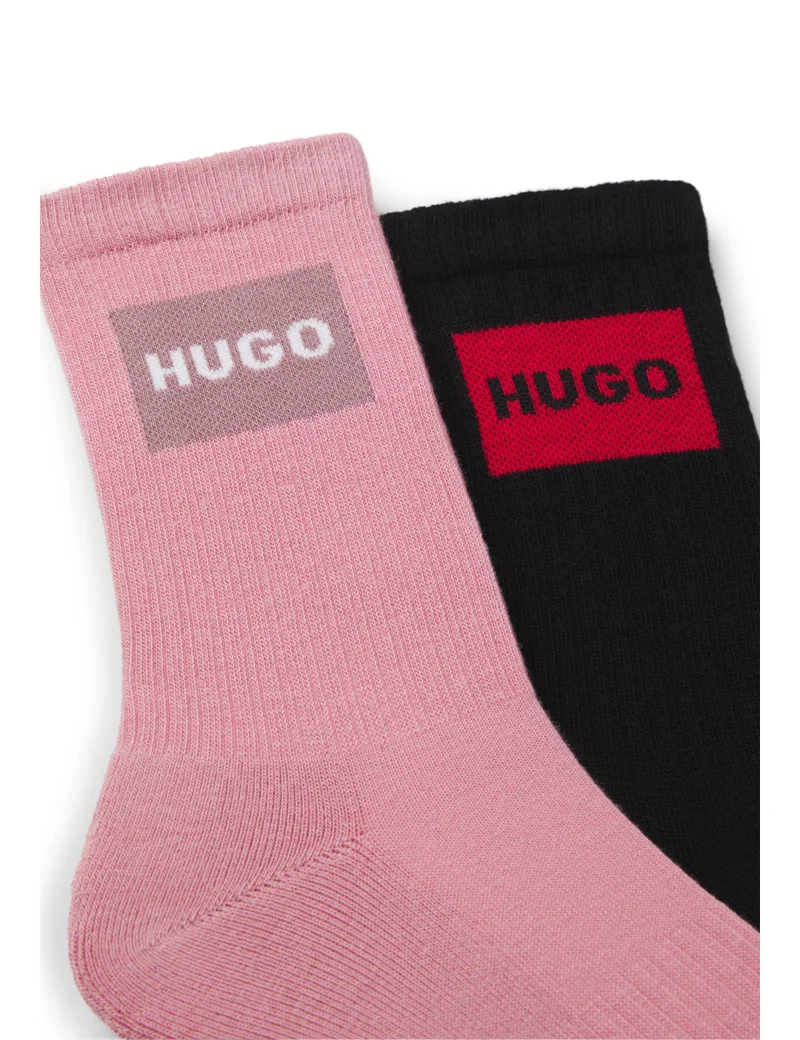 HUGO Two-pack of short-length socks with red logos