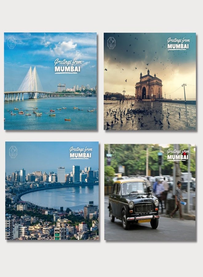 VERYFIRSTTALE Mumbai Postcards Pack of 4 | Indian Souvenirs | Assorted Collection | Premium Glossy - 350 GSM | Free Envelopes - Image 1