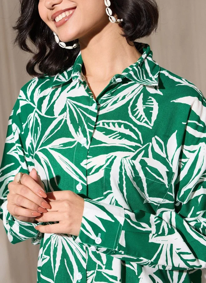 ساسافراس Floral Printed Oversized Shirt for Women