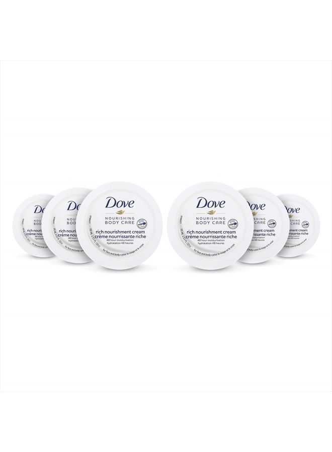 Dove Nourishing Body Care Face, Hand and Body Rich Nourishment Cream for Extra Dry Skin with 48 Hour Moisturization, 2.53 FL OZ (Pack of 6) - Image 1