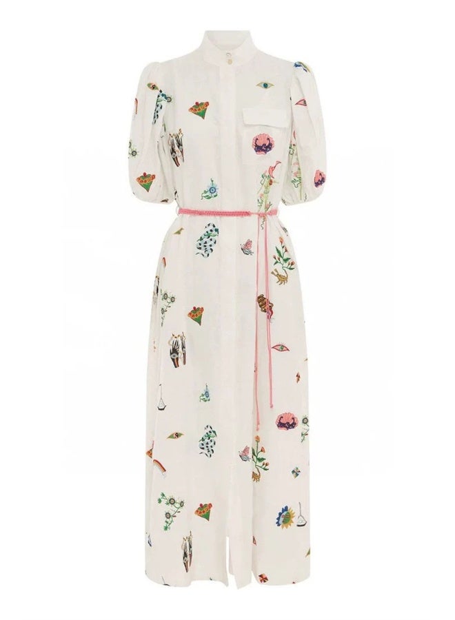 Madam Uniq Printed Linen Midi Dress - Image 5