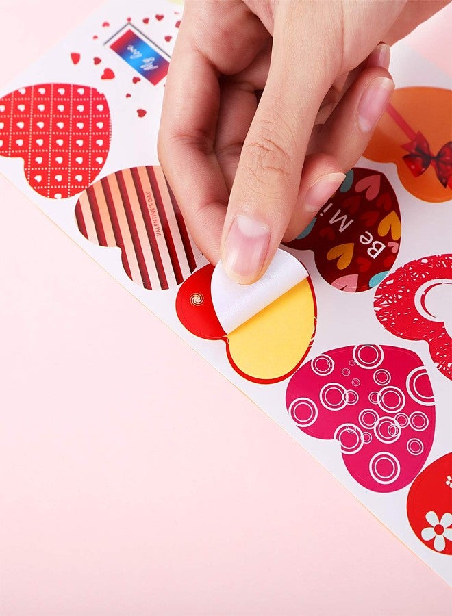 Jovitec 300 Pieces Heart Stickers Valentines Heart Adhesive Stickers 60 Adorable Designs for Valentine's Day Decorative Stickers - Image 3