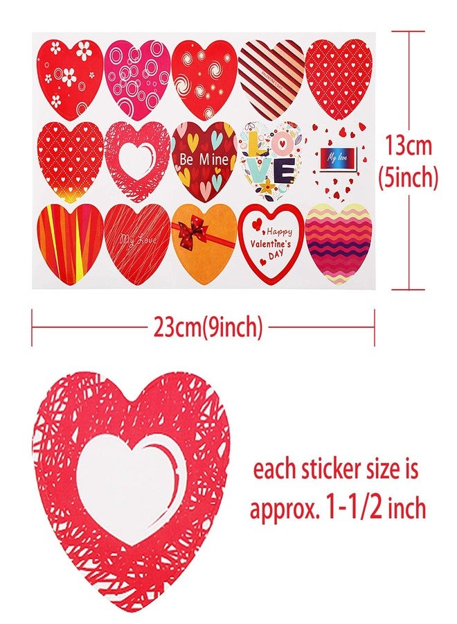Jovitec 300 Pieces Heart Stickers Valentines Heart Adhesive Stickers 60 Adorable Designs for Valentine's Day Decorative Stickers - Image 2