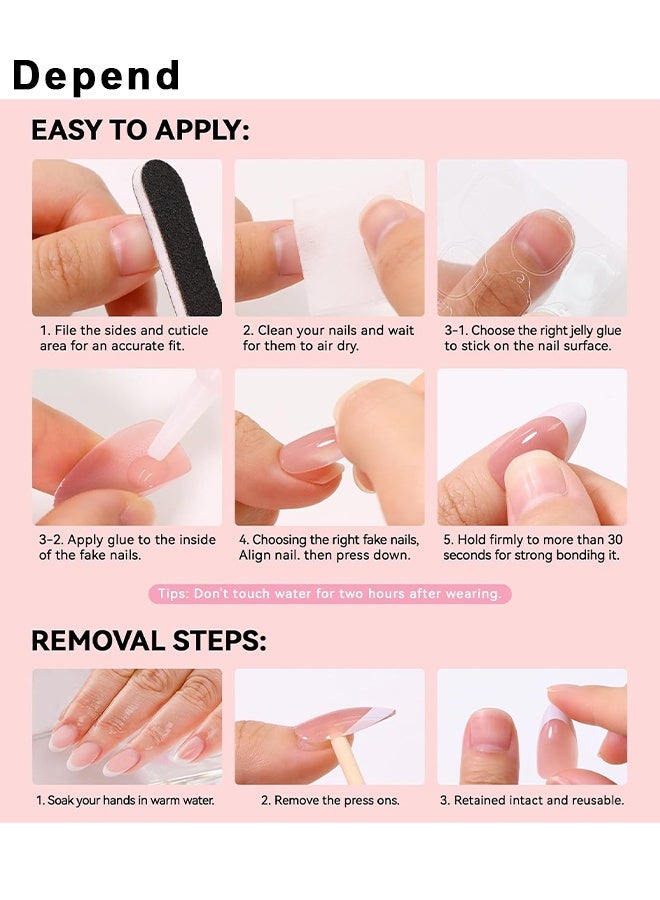Depend 24 Pcs Colorful French Tip Press On Nails Short Square Cute Rainbow Fake Nails Press Ons Glossy Full Cover Glue On Nails Natural Nude False Nails Acrylic Stick On Nails For Women Girls, Reusable False Fake Nails - Image 5