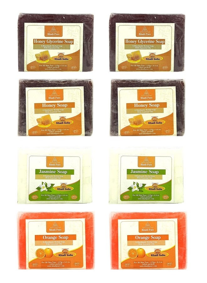 Khadi Pure Honey Glycerine, Honey, Jasmine & Orange Soap, 125 G (Pack Of 8)  - Image 1