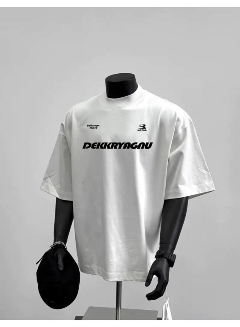 MR DARZI Men'S 100% Cotton Casual Crew Neck T-Shirt - "DEKKRYAGNU" Print, Black & White Graphic Design, Short Sleeve Summer Tee for Adults, Comfortable Everyday Tshirt | Graphic Print Tee | Smooth Texture MR DARZI  - Image 1