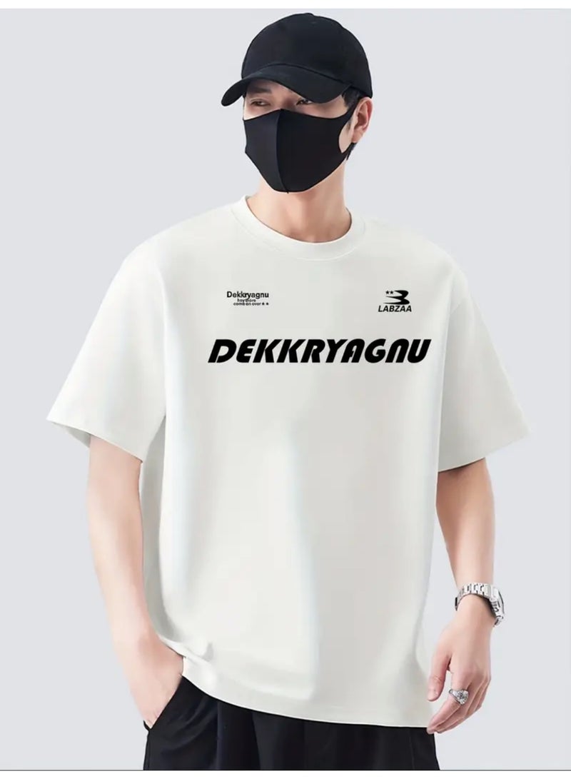 MR DARZI Men'S 100% Cotton Casual Crew Neck T-Shirt - "DEKKRYAGNU" Print, Black & White Graphic Design, Short Sleeve Summer Tee for Adults, Comfortable Everyday Tshirt | Graphic Print Tee | Smooth Texture MR DARZI  - Image 3