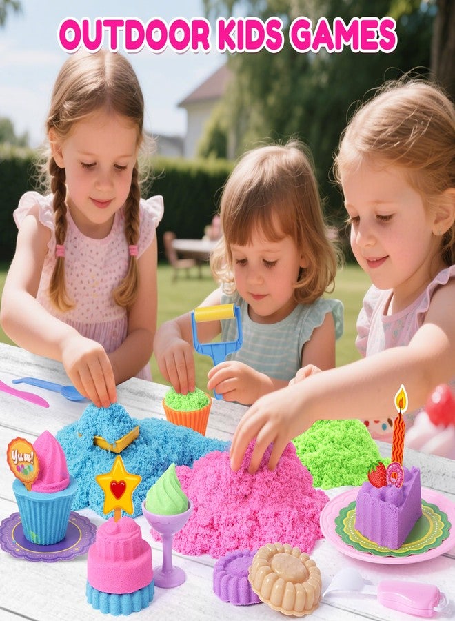 Billeeit Cake & Ice Cream Sensory Bin Sand Toy, Sand Kit Sensory Toys w/lid and 4 Color Moldable Sensory Play Sand 2.2lbs, Molds, Tools Set 43pcs Total for Toddlers, Fun Easter Gifts for Kids 3+ - Image 4
