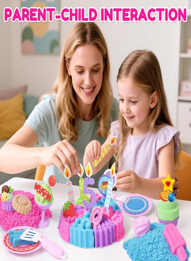 Billeeit Cake & Ice Cream Sensory Bin Sand Toy, Sand Kit Sensory Toys w/lid and 4 Color Moldable Sensory Play Sand 2.2lbs, Molds, Tools Set 43pcs Total for Toddlers, Fun Easter Gifts for Kids 3+ - Image 3