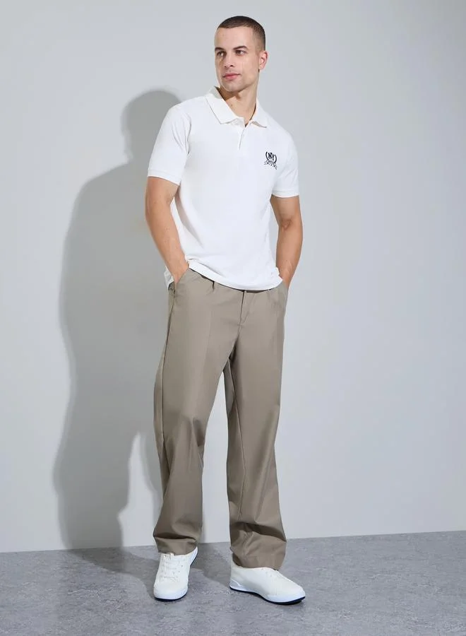 ستايلي Men Off White Regular Fit HD Print Pique Polo