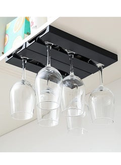 KASTWAVE 2 Pack Glass Rack Under Cabinet Stemware Glass Holder Glasses Storage Hanger Self-adhesive Plastic Organizer  - Image 2