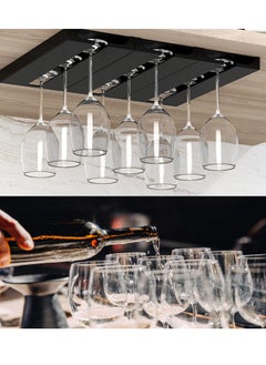 KASTWAVE 2 Pack Glass Rack Under Cabinet Stemware Glass Holder Glasses Storage Hanger Self-adhesive Plastic Organizer  - Image 5