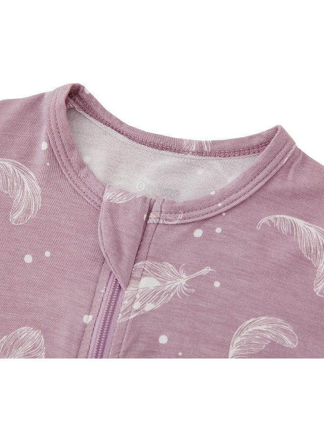 Owlivia Organic Cotton Baby Boy Girl Zip up Sleep N Play, Footless, Long Sleeve(6-12 Months, Feather Mauve) - Image 4