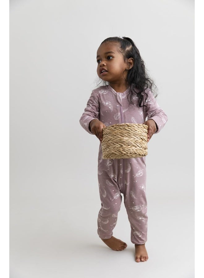 Owlivia Organic Cotton Baby Boy Girl Zip up Sleep N Play, Footless, Long Sleeve(6-12 Months, Feather Mauve) - Image 2
