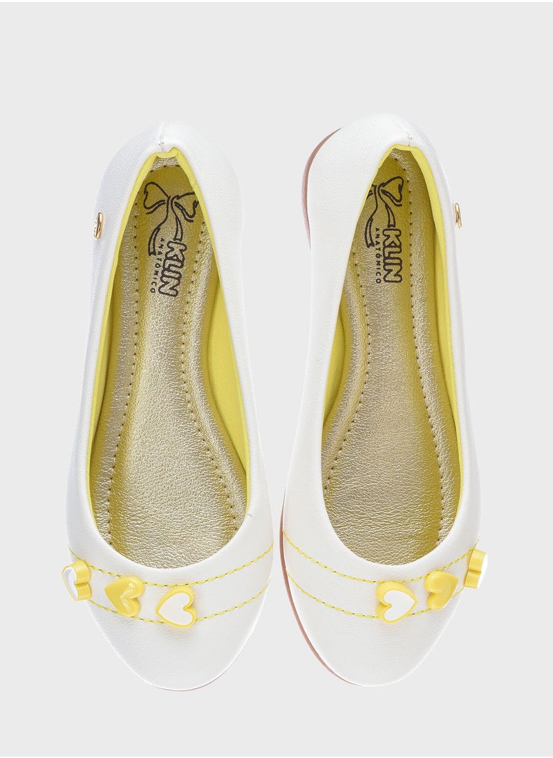 Klin - Kids Heart Print Slip On Ballerinas - Image 1