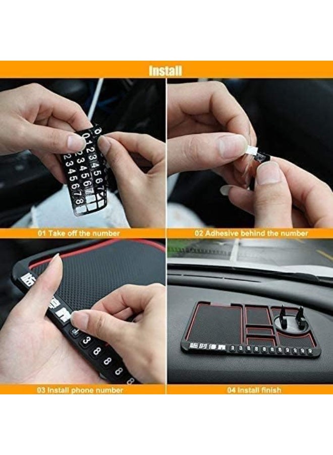 Multi-Purpose Car Dashboard Organizer - Non-Slip Base with Phone Holder and Storage Compartments with Emergency Contact Number (Black)-295 - Image 2