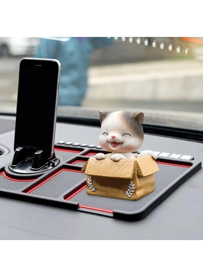 Multi-Purpose Car Dashboard Organizer - Non-Slip Base with Phone Holder and Storage Compartments with Emergency Contact Number (Black)-295 - Image 3