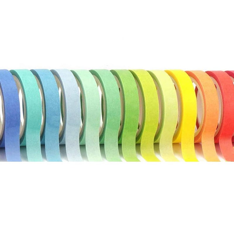 Baijixin Washi Tape Set 20 Rolls - 7.5 mm Rainbow Colors Thin Decorative Tape for Bullet Journal, Planner, DIY Arts Crafts, Scrapbooking, Holiday Decoration - Image 5
