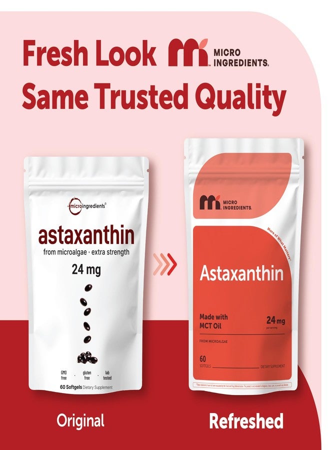 Micro Ingredients Astaxanthin 24mg with MCT Oil, 60 Softgels, 2 Month Supply | Max Strength Astaxanthin Antioxidant Supplements | Fresh Microalgae Source | Non-GMO, Gluten Free, No Soy - Image 2