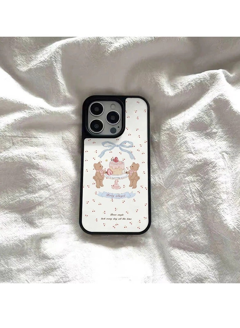 NIBEMINENT Bows And Arrows Cake Teddy Protective TPU Case Cover For IPhone 15 Pro Max, Black