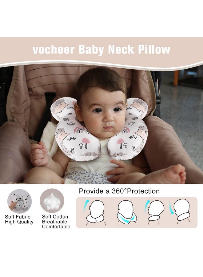 vocheer وسادة سفر للأطفال (محدثة)، وسادة دعم الرأس والرقبة لعربة الأطفال، مقعد السيارة، عربة الدفع، البouncer، قطن، قنفذ - Image 3