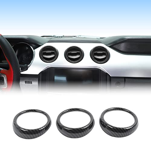 RTTCZ Center Console Air Conditioner Outlet Vent Trim Cover Ring Interior Accessories for Ford Mustang 201520223PCS Carbon Fiber Grain
