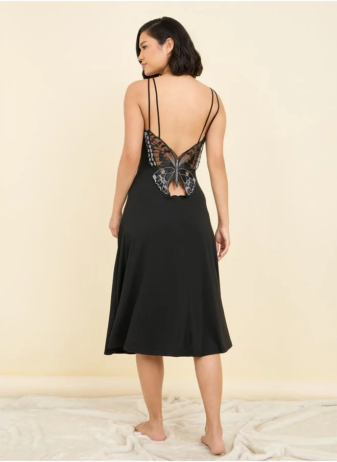 ستايلي Butterfly Back Double Strap Slip Dress