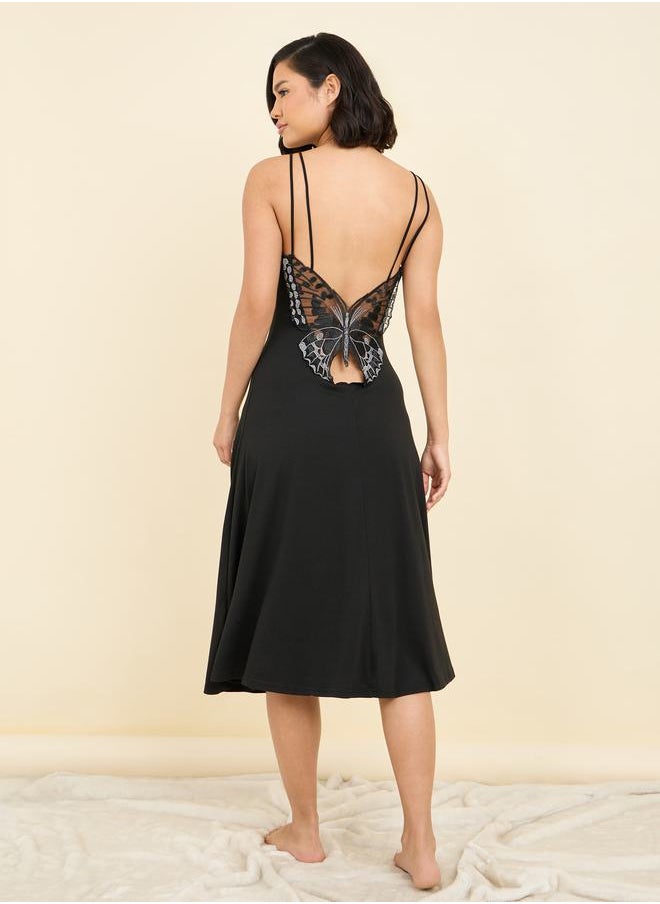 Styli Butterfly Back Double Strap Slip Dress  - Image 1