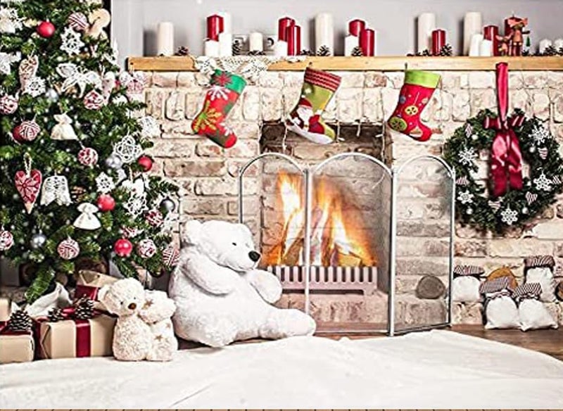 تشايا 10x8 قدم خلفيات تصوير عيد الميلاد خلفية مدفأة عيد الميلاد لافتة حفلة الأطفال زخرفة خلفية مدفأة عيد الميلاد