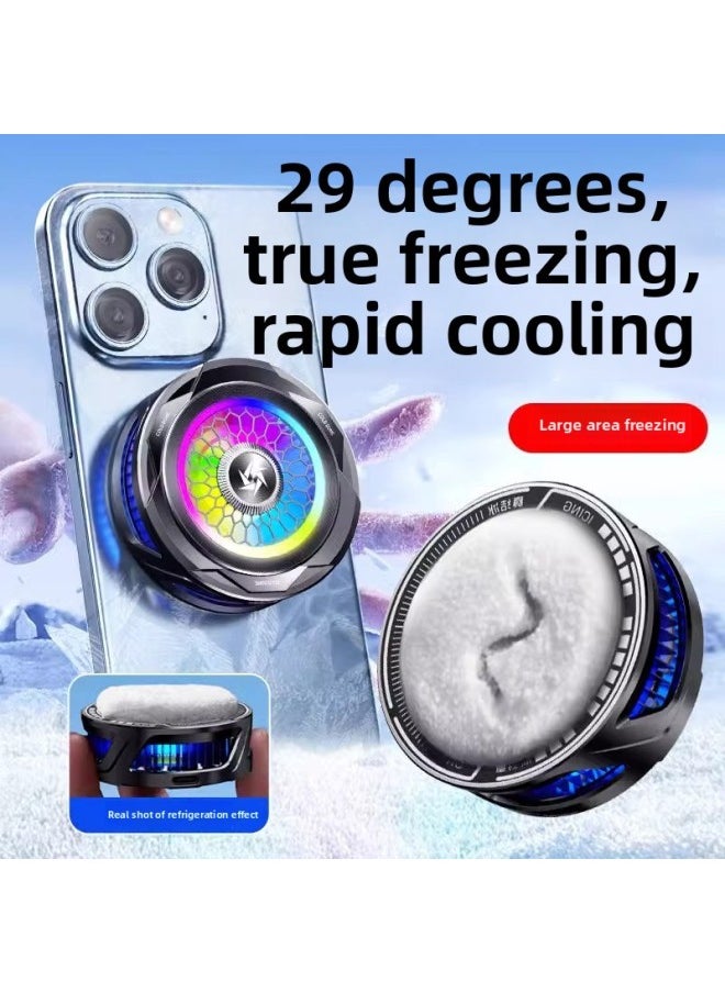 Generic 2025 Summer Mobile Phone Magnetic Radiator Semiconductor Refrigeration Super Cooling Mobile Phone Universal Radiator-Color:Special For Games/live Broadcasts [strong Magnetic Adsorption] Universal For Mobile Phones And Tablets/white Digital Display Model + Free Finger Cots  - Image 2