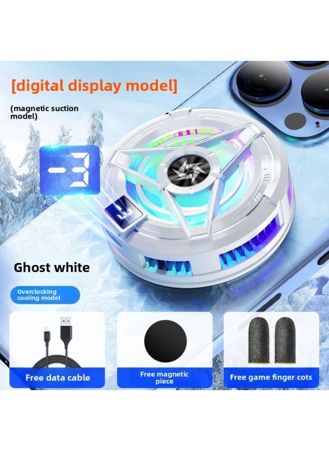 Generic 2025 Summer Mobile Phone Magnetic Radiator Semiconductor Refrigeration Super Cooling Mobile Phone Universal Radiator-Color:Special For Games/live Broadcasts [strong Magnetic Adsorption] Universal For Mobile Phones And Tablets/white Digital Display Model + Free Finger Cots  - Image 1