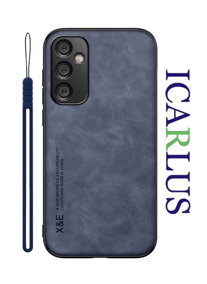 ICARLUS Case for Samsung Galaxy A35 5G Cover Bumper Built-in Metal Plate Blue  - Image 1