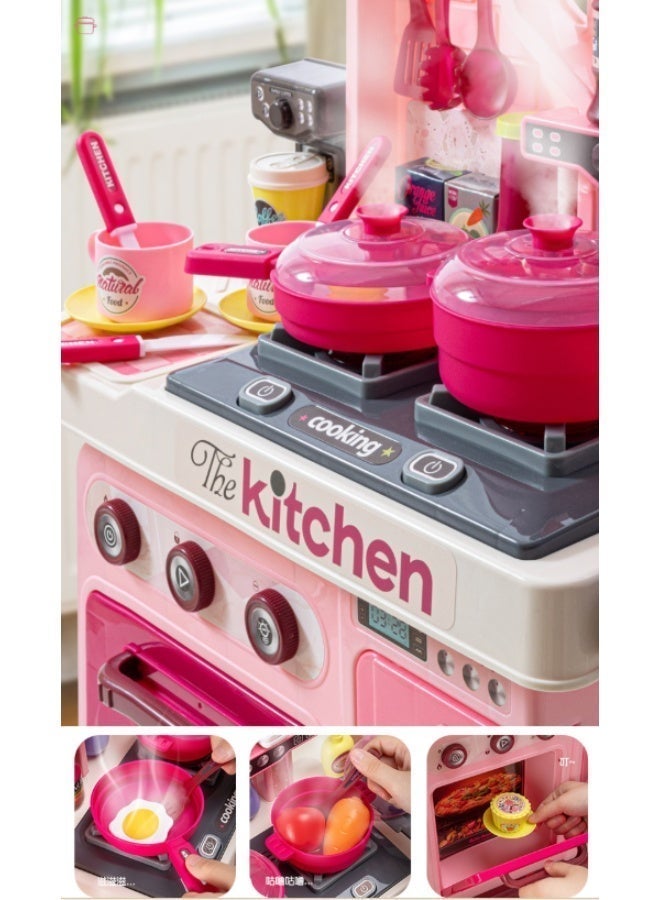 XIONG CHENG 53 pcs Kids Kitchen Playset,Cooking Stove,Paly Sink,Oven,Kitchen Toys with Realistic Lights Sounds,Pretend Play Toys,Kitchen Toys for Toddlers 3+ (Pink) - Image 4