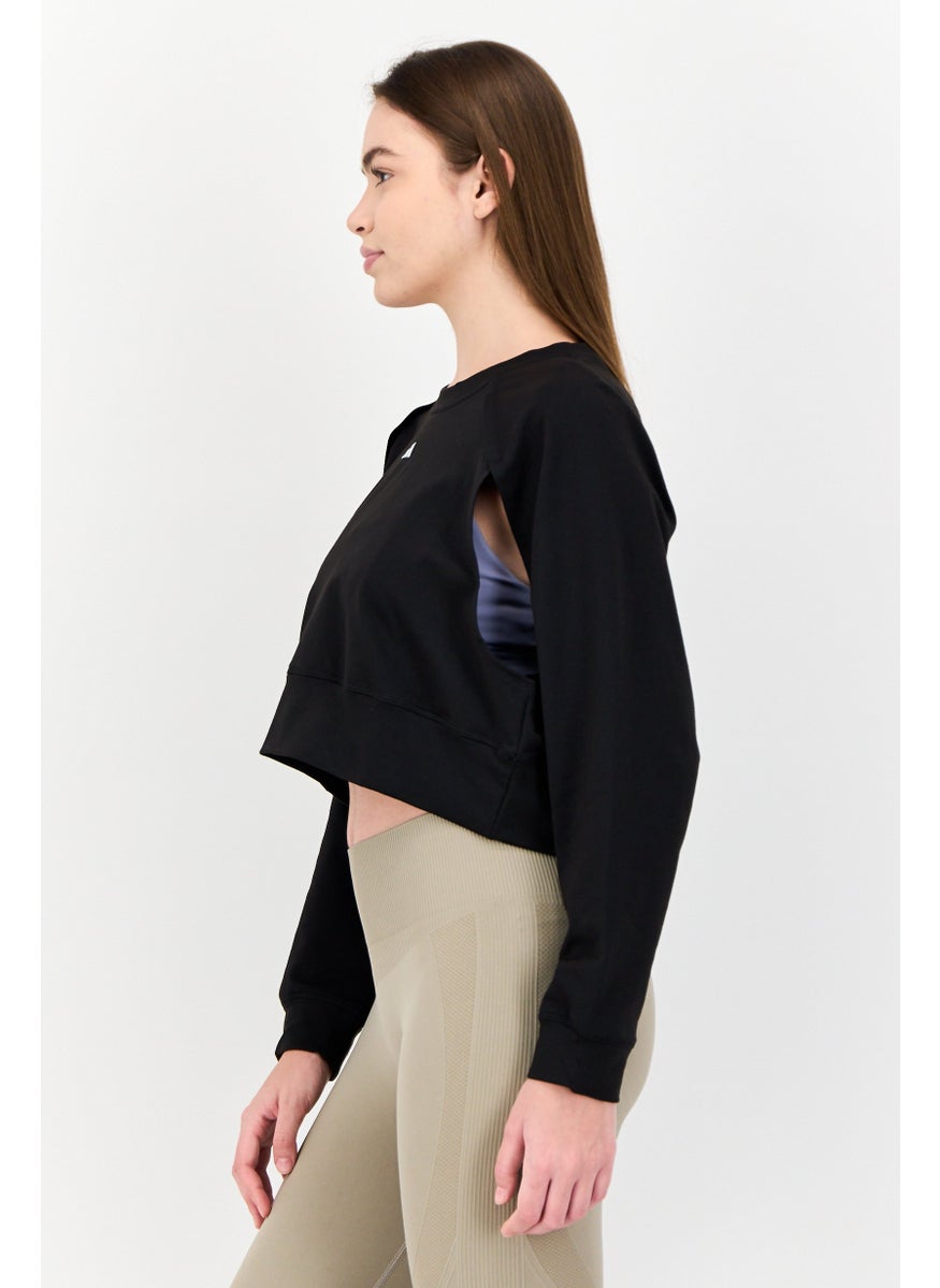 Adidas Women Sportswear Fit Cut Out Long Sleeves Training Sweatshirt, Black  - Image 2