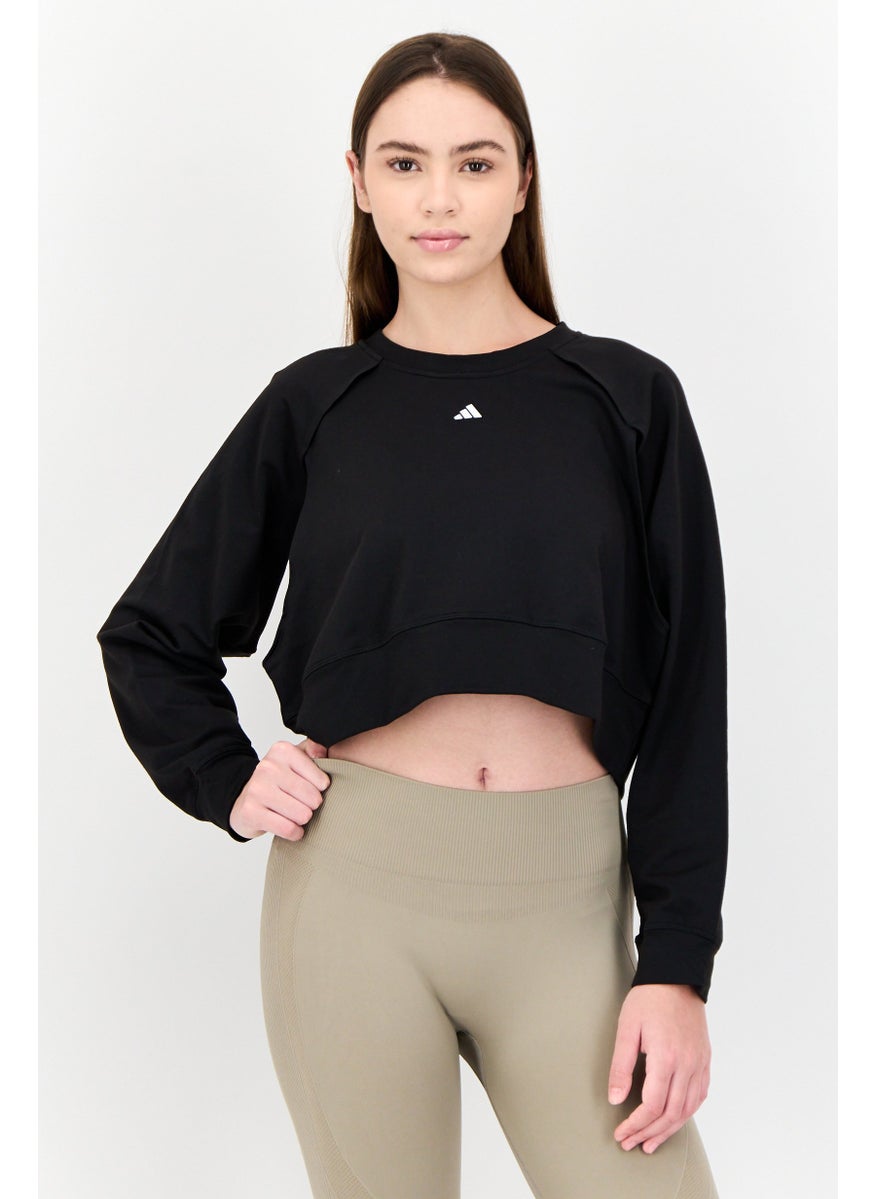 Adidas Women Sportswear Fit Cut Out Long Sleeves Training Sweatshirt, Black  - Image 1