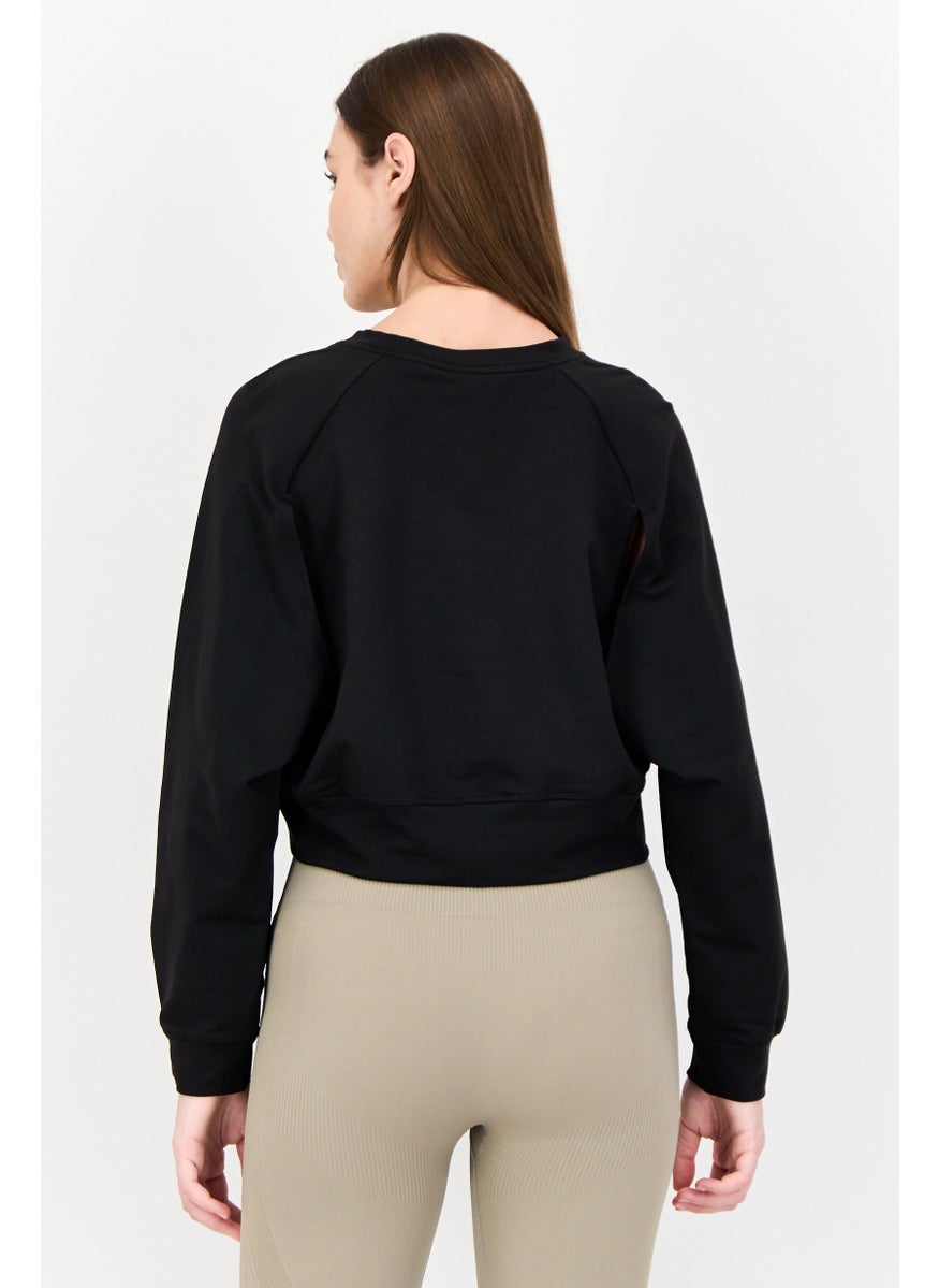 Adidas Women Sportswear Fit Cut Out Long Sleeves Training Sweatshirt, Black  - Image 3