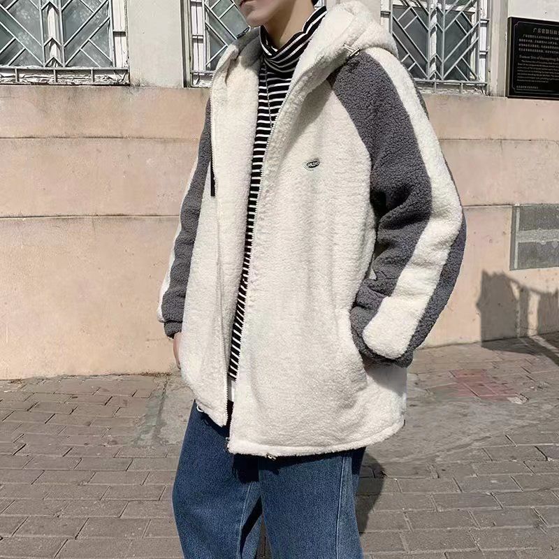 Mens Autumn Winter Cotton Padded Velvet Coat 9002-White  - Image 2