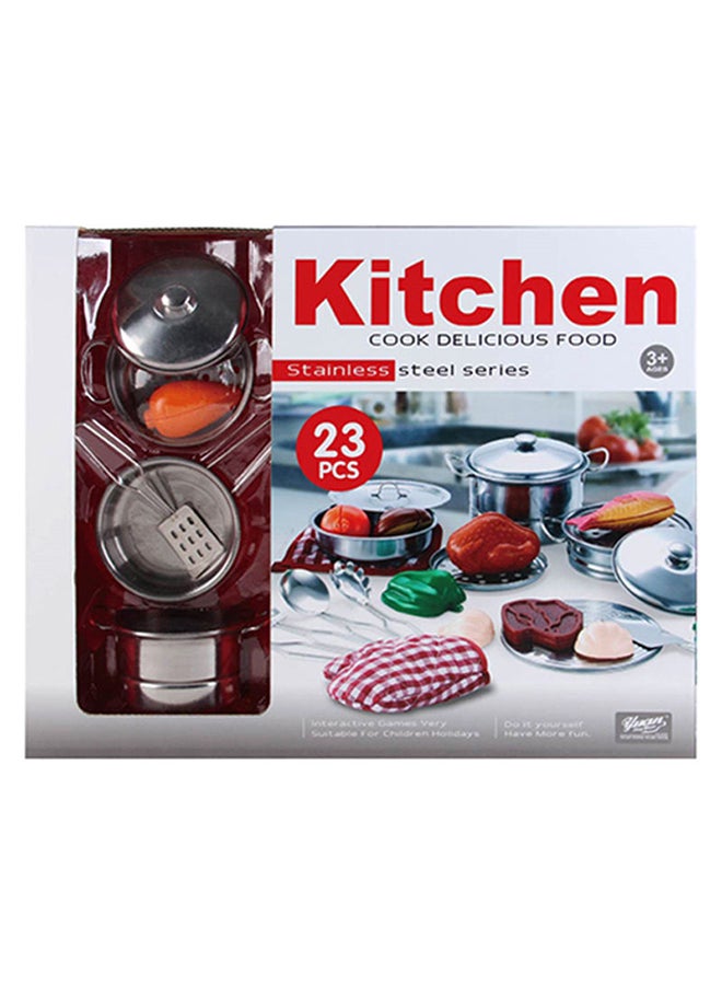 Basmah 23-Piece Portable Sturdy And Durable Stainless Steel Pretend Kitchen Utensils Toy Play Set - Image 1