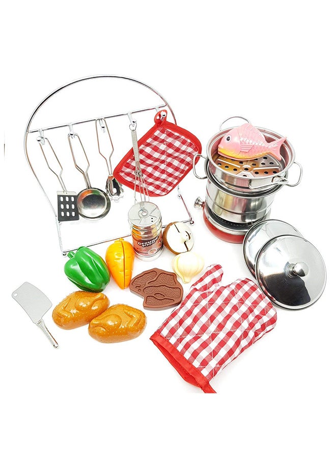Basmah 23-Piece Portable Sturdy And Durable Stainless Steel Pretend Kitchen Utensils Toy Play Set - Image 3