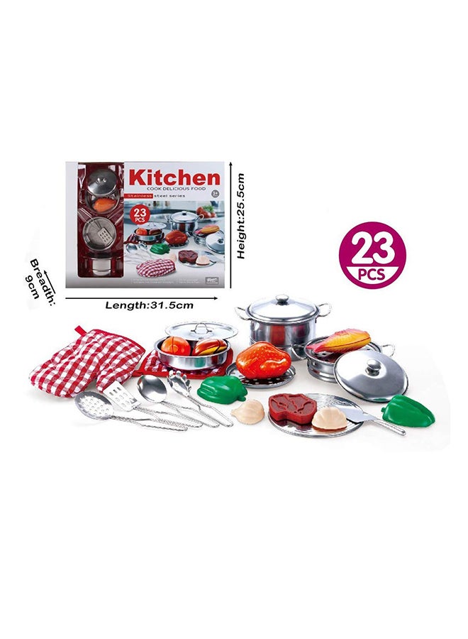 Basmah 23-Piece Portable Sturdy And Durable Stainless Steel Pretend Kitchen Utensils Toy Play Set - Image 5