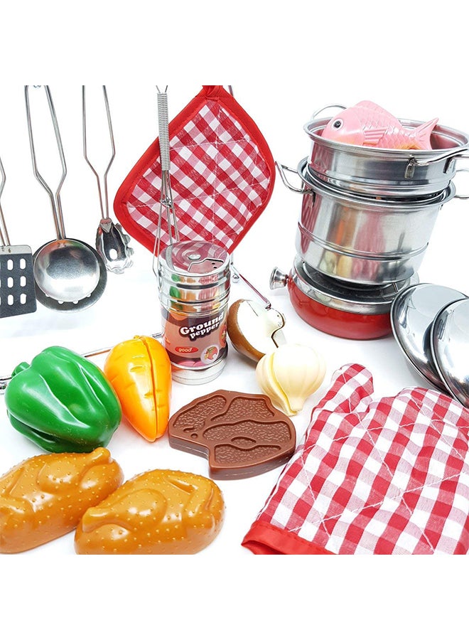 Basmah 23-Piece Portable Sturdy And Durable Stainless Steel Pretend Kitchen Utensils Toy Play Set - Image 4