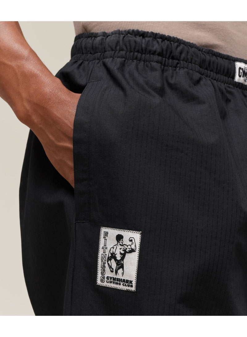 Gymshark Pumper Pants, Men Heavyweight Ripstop Oversized Joggers, Elastic Cuff Drawstring Weightlifting Gym Track Pants (Black) - Image 4