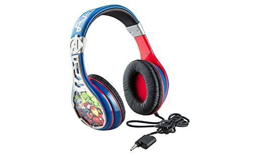 eKids Avengers Headphones for Kids Wired Headphones for School Home or Travel Tangle Free Stereo Earphones with Volume Control 35mm Jack For Fans of Avengers Merchandise - Image 1