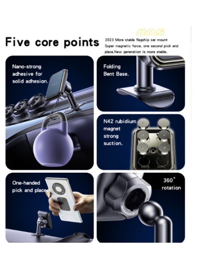 Yesido C204 Folding Bent Base Wave Bendable Magnetic Phone Holder - 6PCS N42 Magnets - 360 Rotation. - Image 3