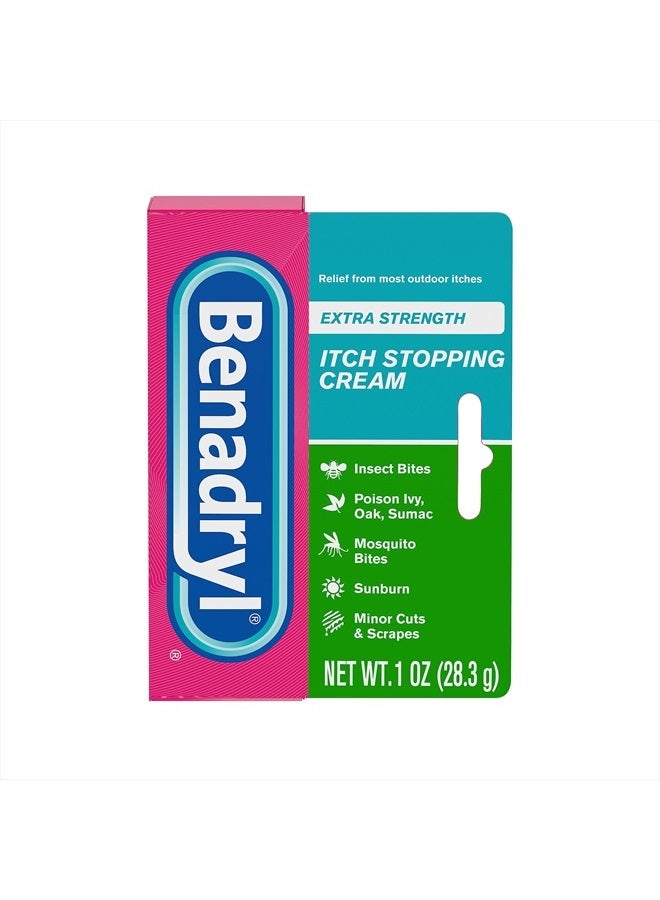 Benadryl Extra Strength Anti-Itch Topical Cream with 2% Diphenhydramine HCI for Itch Relief of Outdoor Itches Associated with Poison Ivy, Insect Bites & More, 1 fl oz - Image 1
